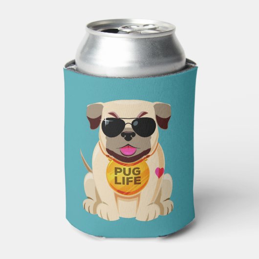 Pug Life aangepaste naam & kleur koelbox Blikjeskoeler (Blikje Voorkant)