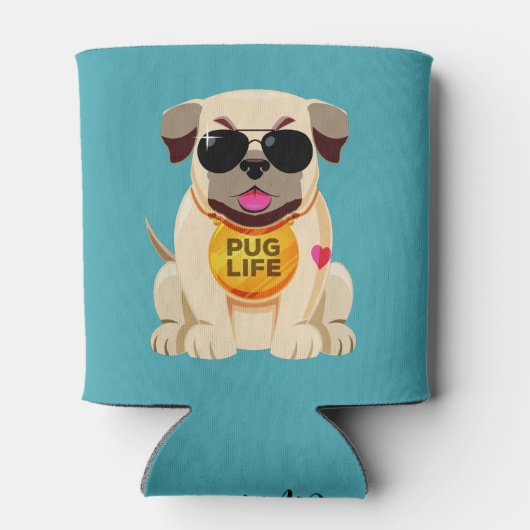 Pug Life aangepaste naam & kleur koelbox Blikjeskoeler (Achterkant)