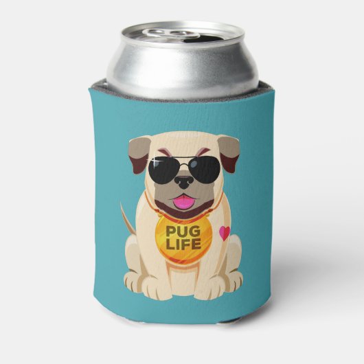 Pug Life aangepaste naam & kleur koelbox Blikjeskoeler (Blikje Achterkant)