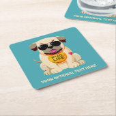 Pug Life aangepaste tekst en kleur Kartonnen Onderzetters (Schuin)