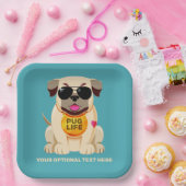 Pug Life aangepaste tekst en kleur Papieren Bordje (Feest)
