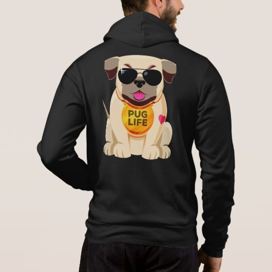 Pug Life aangepaste tekst / naam Hoodie (Achterkant)