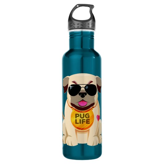 Pug Life aangepaste waterflessen Waterfles (Voorkant)