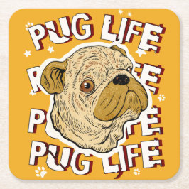 Pug Life Animal Dog Kartonnen Onderzetters