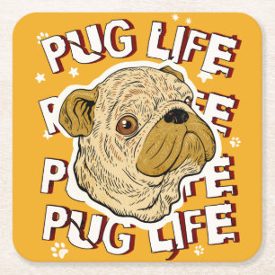 Pug Life Animal Dog Kartonnen Onderzetters