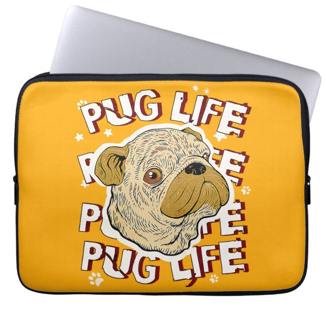 Pug Life Animal Dog Laptop Sleeve (Voorkant)
