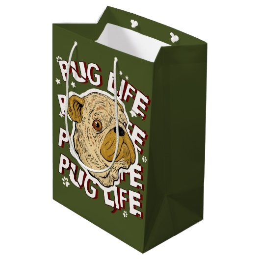 Pug Life Animal Dog Medium Cadeauzakje (Achterkant Gekanteld)