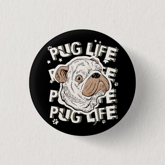 Pug Life Animal Dog Ronde Button 3,2 Cm (Voorkant)