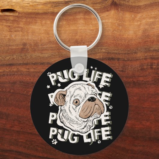 Pug Life Animal Dog Sleutelhanger (Voorkant)