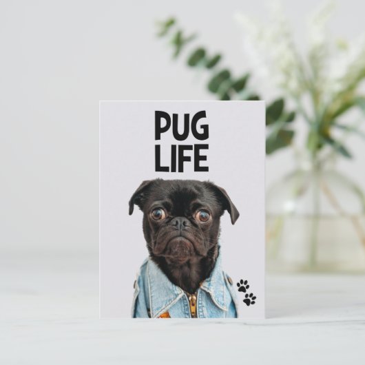 Pug Life Briefkaart (Staand voorkant)