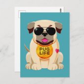 Pug Life briefkaart (Voorkant / Achterkant)