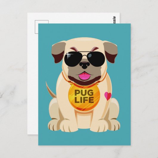 Pug Life briefkaart (Voorkant / Achterkant)