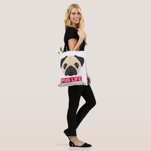 Pug Life Canvas tas (Op model)