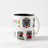 Pug Life Dierenvriend Gift Tweekleurige Koffiemok (Voorkant rechts)