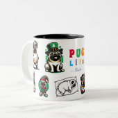 Pug Life Dierenvriend Gift Tweekleurige Koffiemok (Voorkant links)