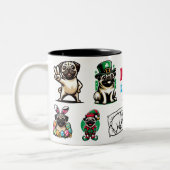 Pug Life Dierenvriend Gift Tweekleurige Koffiemok (Links)