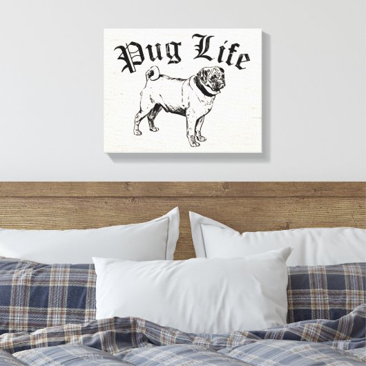 Pug Life Funny Dog Gangster Canvas Afdruk (Insitu (Slaapkamer))