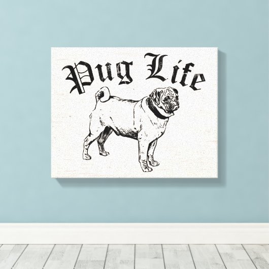 Pug Life Funny Dog Gangster Canvas Afdruk (Insitu (Houten vloer))