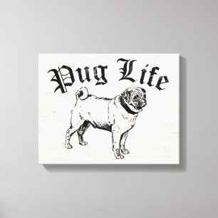 Pug Life Funny Dog Gangster Canvas Afdruk