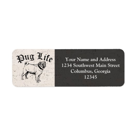 Pug Life Funny Dog Gangster Etiket (Voorkant)
