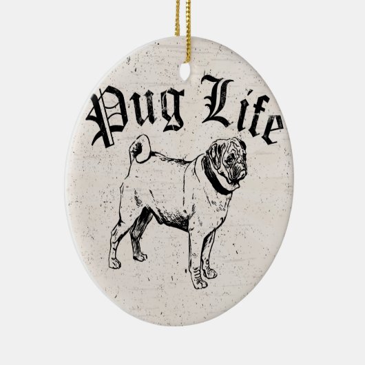 Pug Life Funny Dog Gangster Keramisch Ornament (Rechts)