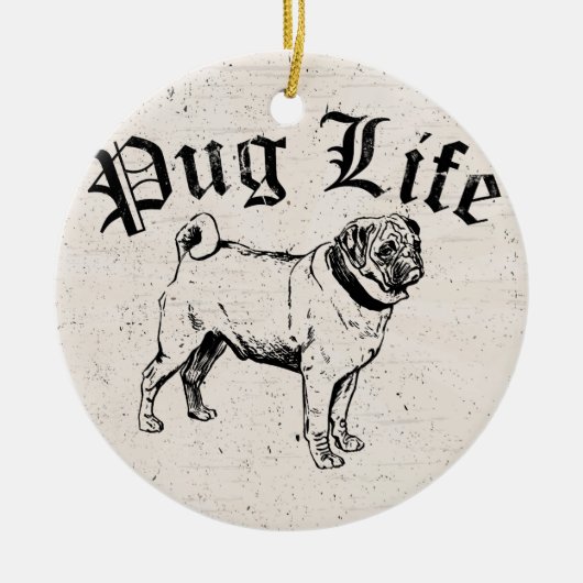 Pug Life Funny Dog Gangster Keramisch Ornament (Voorkant)