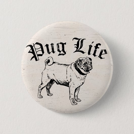 Pug Life Funny Dog Gangster Ronde Button 5,7 Cm (Voorkant)