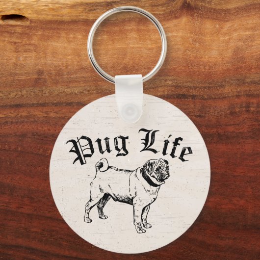 Pug Life Funny Dog Gangster Sleutelhanger (Voorkant)
