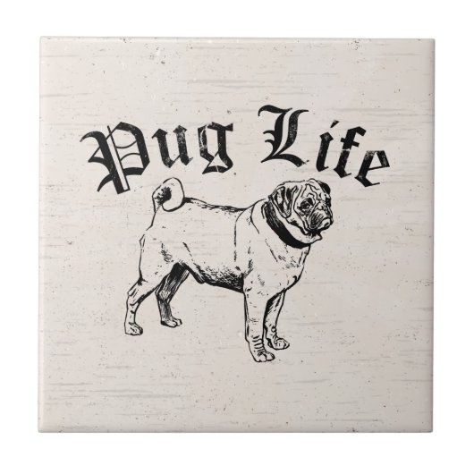 Pug Life Funny Dog Gangster Tegeltje (Voorkant)