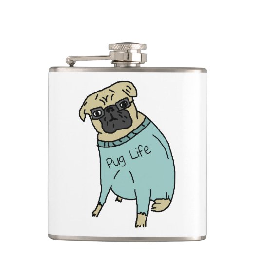 Pug Life - Funny Dog in a Sweater Heupfles (Voorkant)