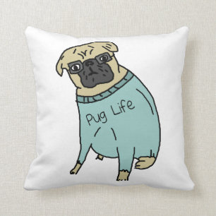 Pug Life - Funny Dog in a Sweater Kussen