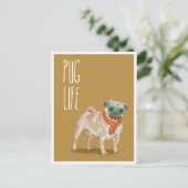 Pug Life Funny Dog Word Pun Briefkaart (Staand voorkant)