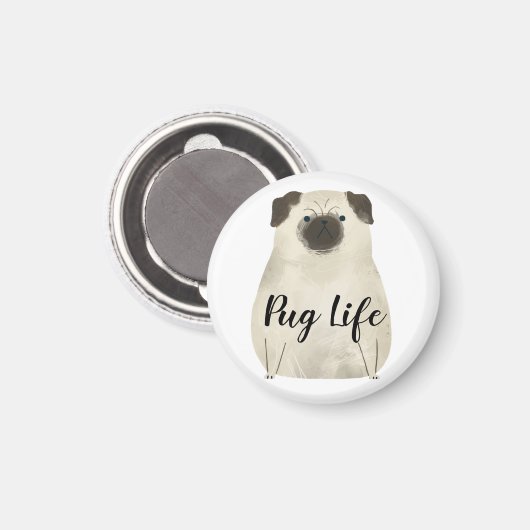 Pug Life Funny Magneet (Voorkant / Achterkant)
