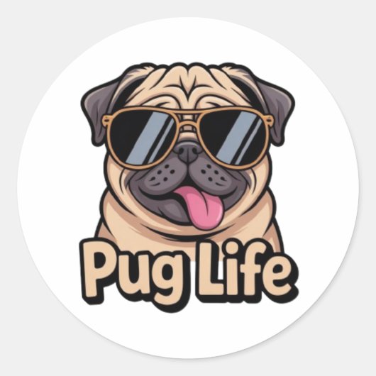 Pug Life Funny Pug Sunglasses Sticker Pug Lover Gi (Voorkant)