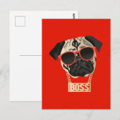 Pug Life - Ik ben het Boss Briefkaart voor Pug Par (Voorkant / Achterkant)