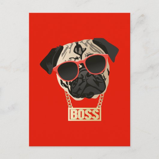 Pug Life - Ik ben het Boss Briefkaart voor Pug Par (Voorkant)