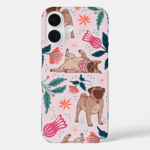 Pug Life in Bloom Schattigee Bloemenhond iPhone 16 Hoesje