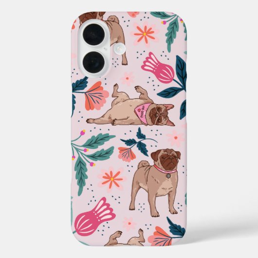 Pug Life in Bloom Schattigee Bloemenhond Case-Mate iPhone Case (Achterkant)