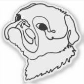 Pug Life in Line Art Sticker (Voorkant)