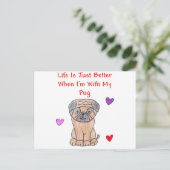 Pug Life is alleen maar beter Briefkaart (Staand voorkant)