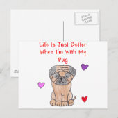 Pug Life is alleen maar beter Briefkaart (Voorkant / Achterkant)