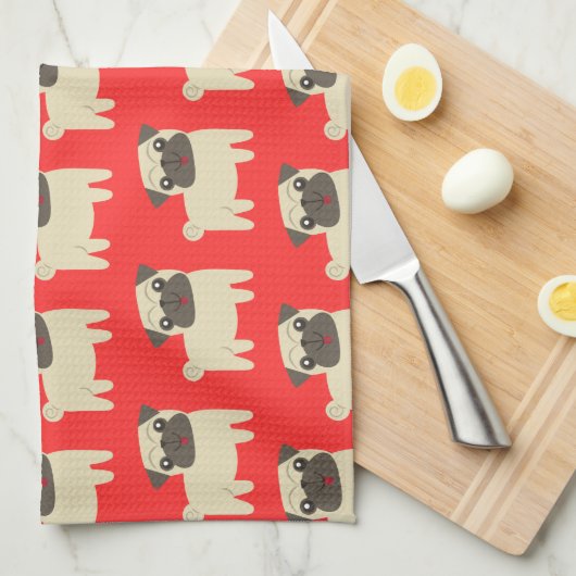 Pug Life keukenhanddoek (Quarter Fold)