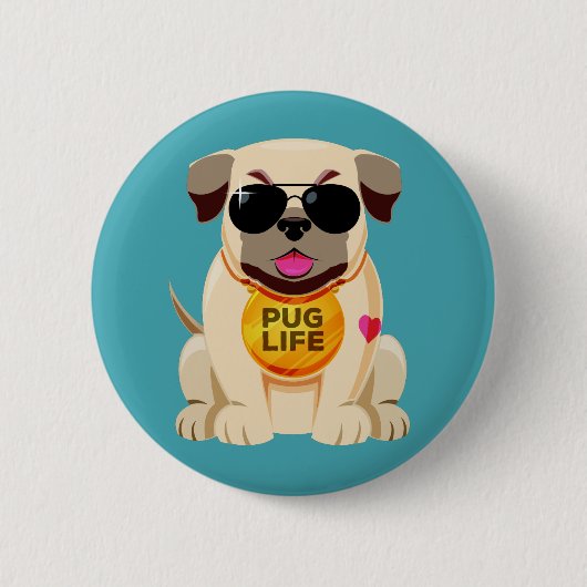 Pug Life-knop Ronde Button 5,7 Cm (Voorkant)