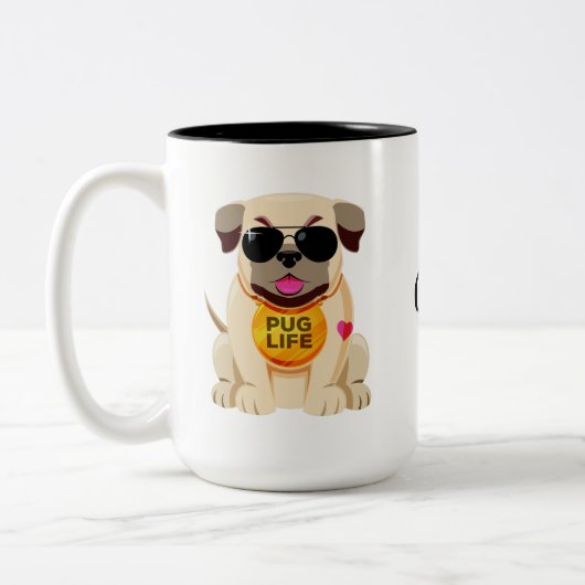 Pug Life mokken met eigen naam (Links)