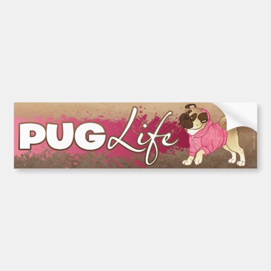 "Pug Life" Pug Hoodie Bumpersticker (Voorkant)