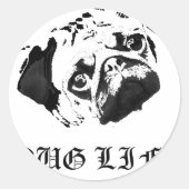 Pug Life Ronde Sticker (Voorkant)