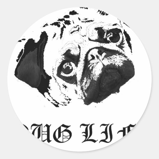 Pug Life Ronde Sticker (Voorkant)