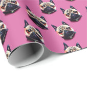 Pug Life - Roze verpakkingspapier Cadeaupapier (Rol Hoek)