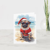 Pug Life, Santa Style – Christmas at the Beach Kaart (Voorkant)