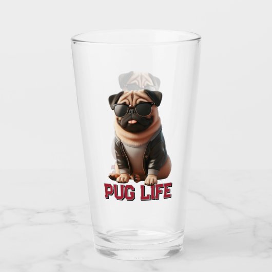 Pug Life Schattigee Pug Dog Glas (Voorkant)